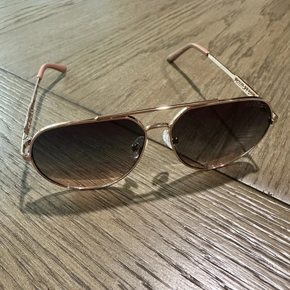 Guess Women’s Rose Gold Aviator Sunglasses - Picture 8 of 8